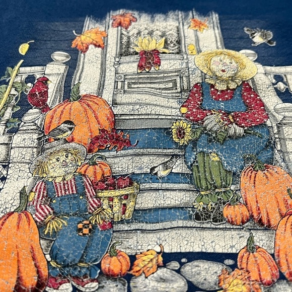 Vintage 90s Halloween Scarecrow Fall 1990s Crewneck Pullover Jumper Sweatshirt - Picture 3 of 9